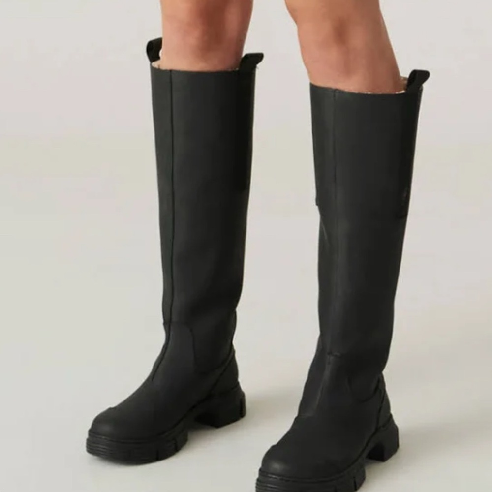 GANNI Recycled Rubber Court Boots | Black | Like New | Retail $375 Size 41EU